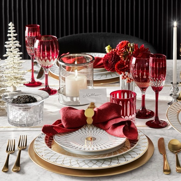 NEW! RED Wilshire Jewel Cut Mixed Wine Glasses, Set of 4 (Williams & Sonoma) - Picture 3 of 4